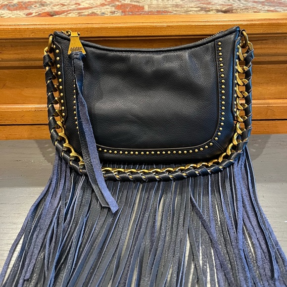 *SOLD* Aimee Kestenberg Take Me Out Fringe Crossbody Shoulder Bag - Deep Indigo - Picture 2 of 16